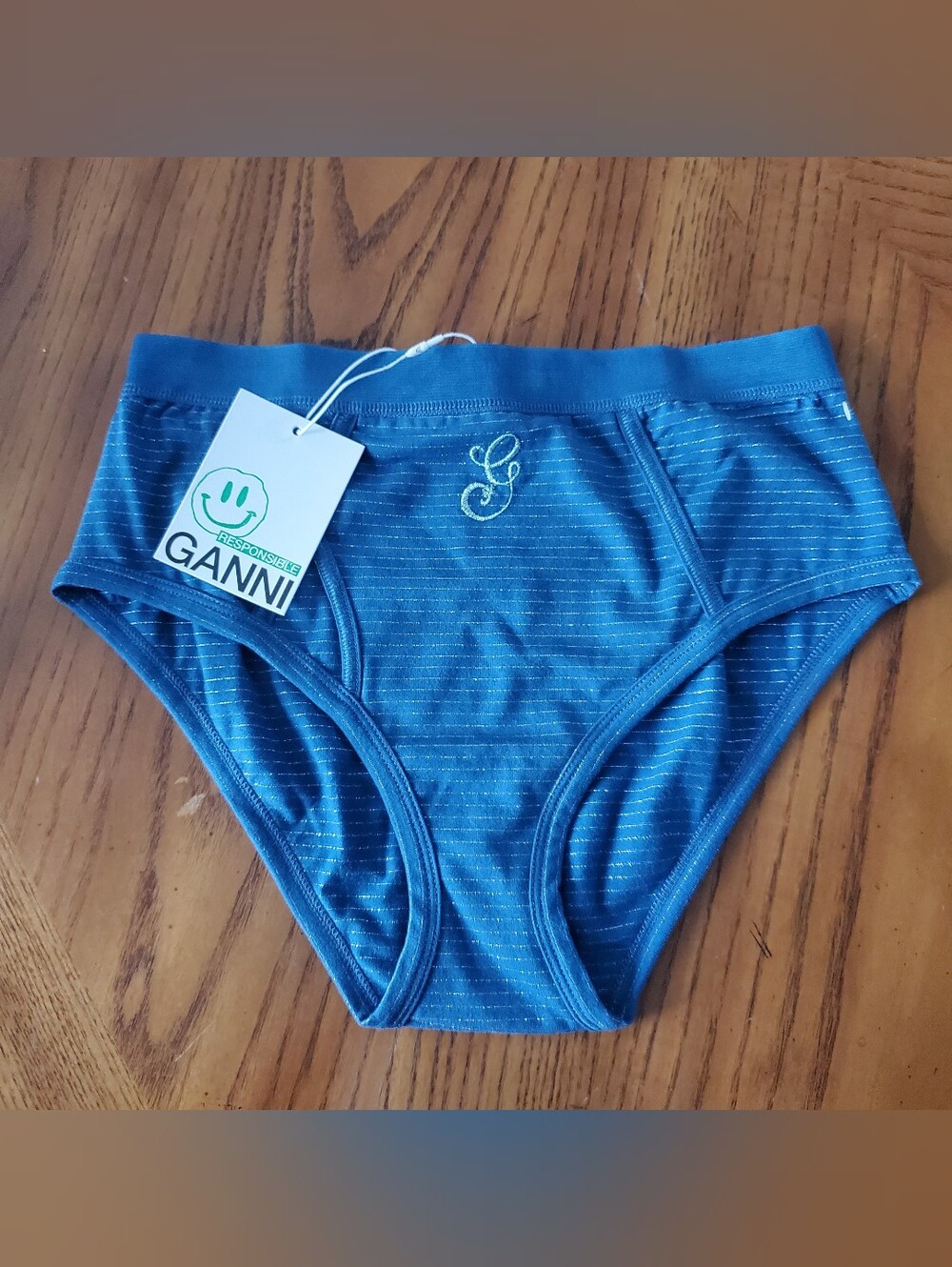 GANNI Men's Underwear Briefs Blue Silver Stripe Soft & Comfy Cotton